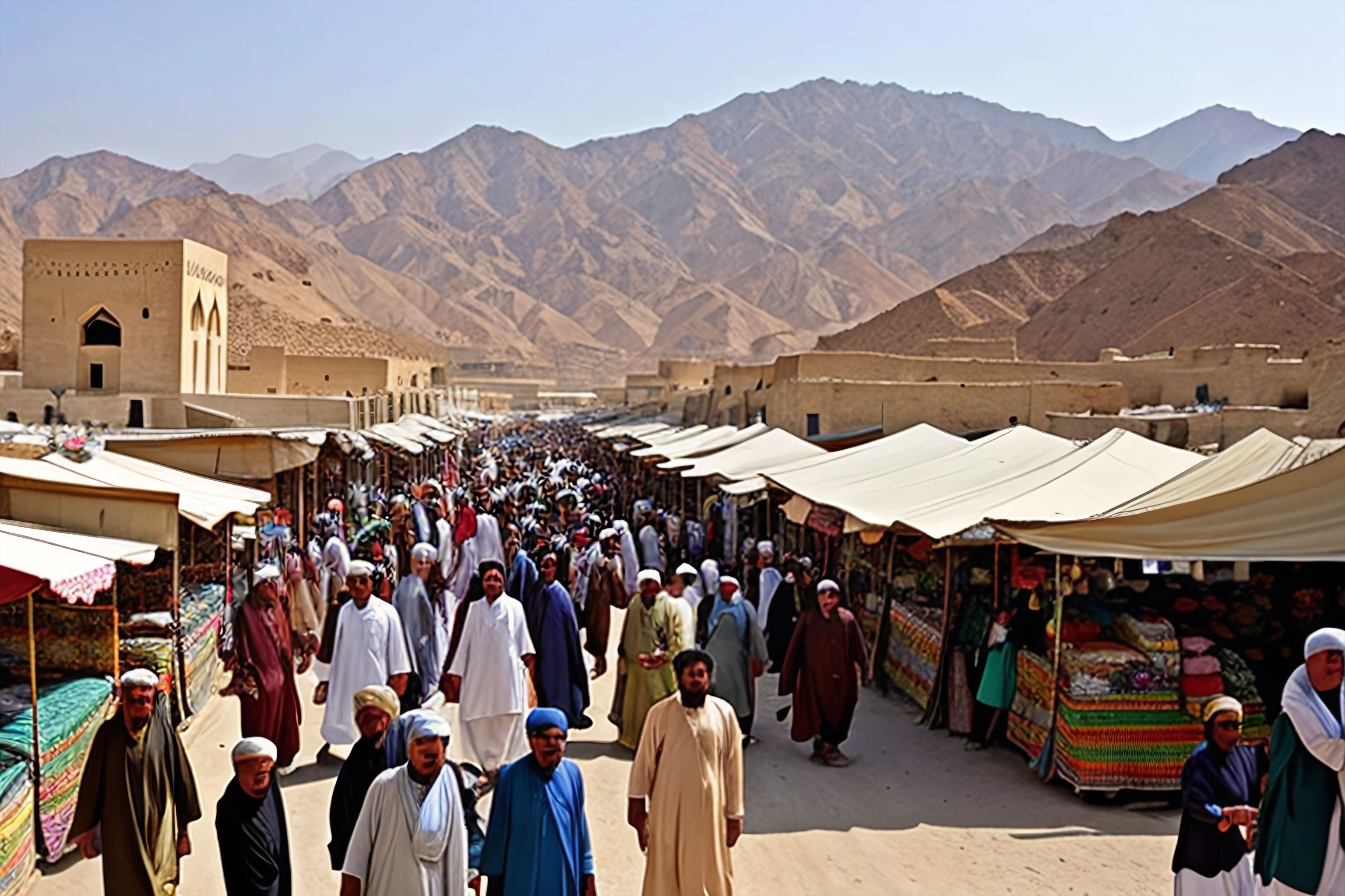 A bustling marketplace in Afghanistan