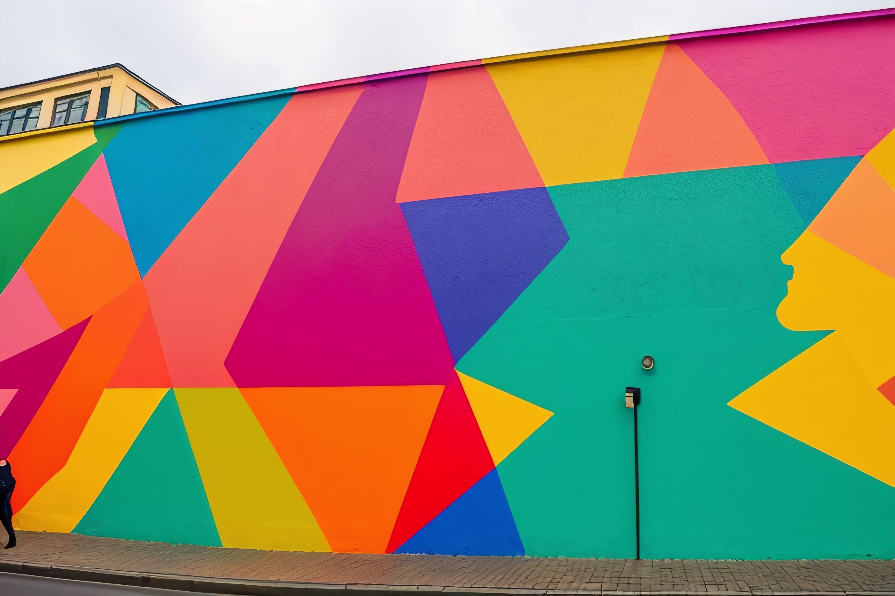 A colorful mural on the side of a building in Berlin.