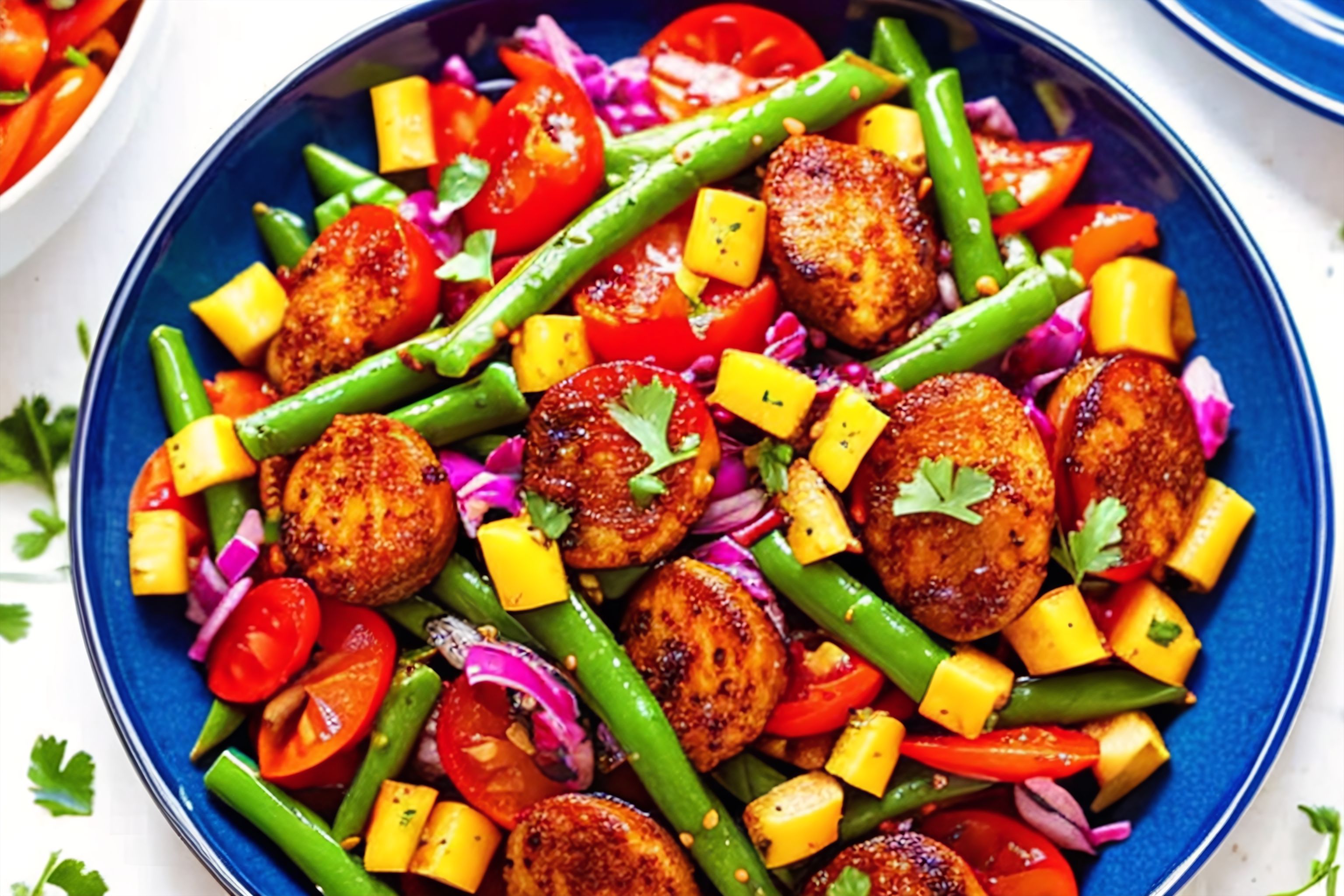A beautifully plated dish with vibrant colors and bold flavors.
