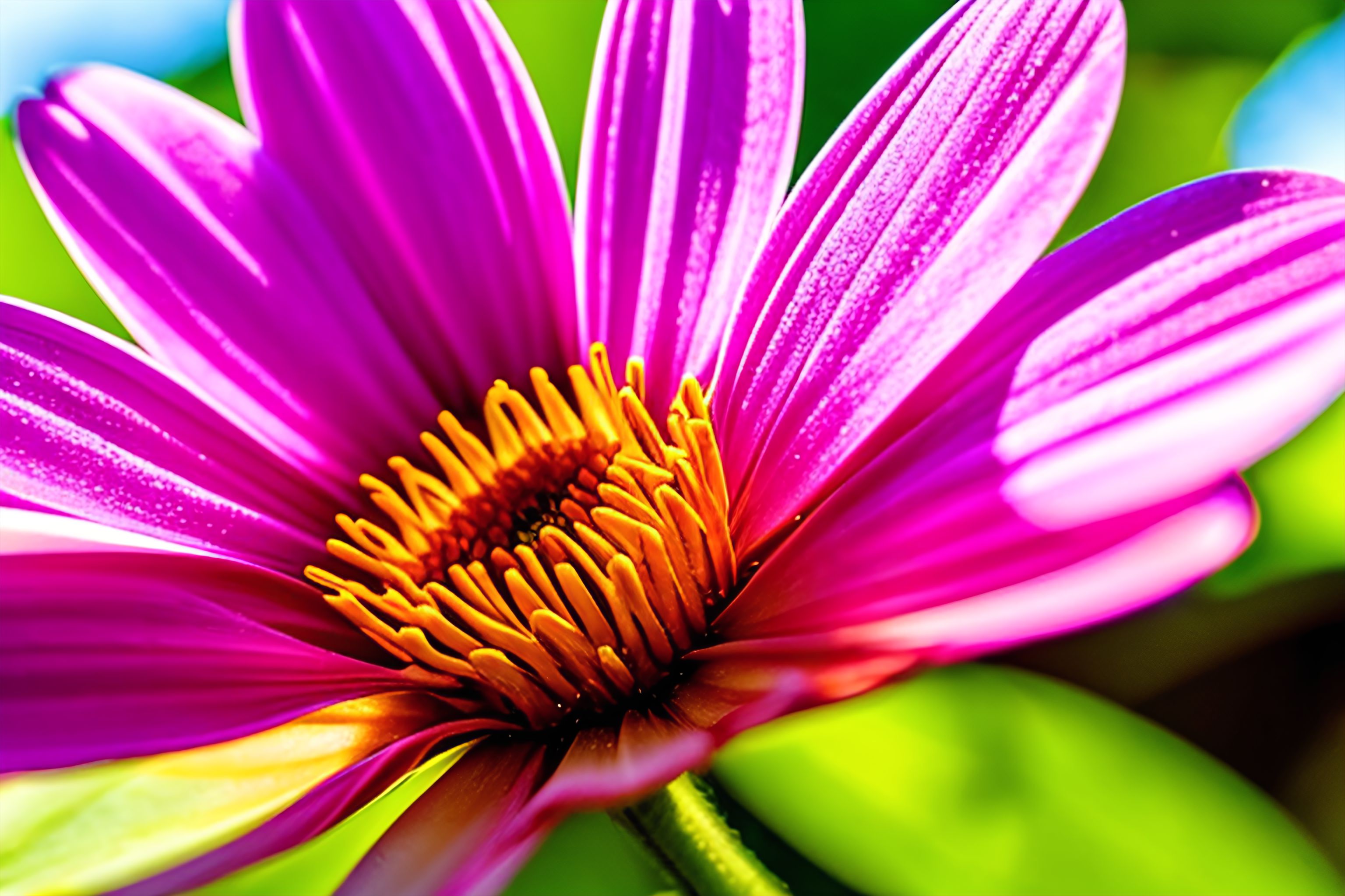 A close-up of a blooming flower with sunlight shining on it