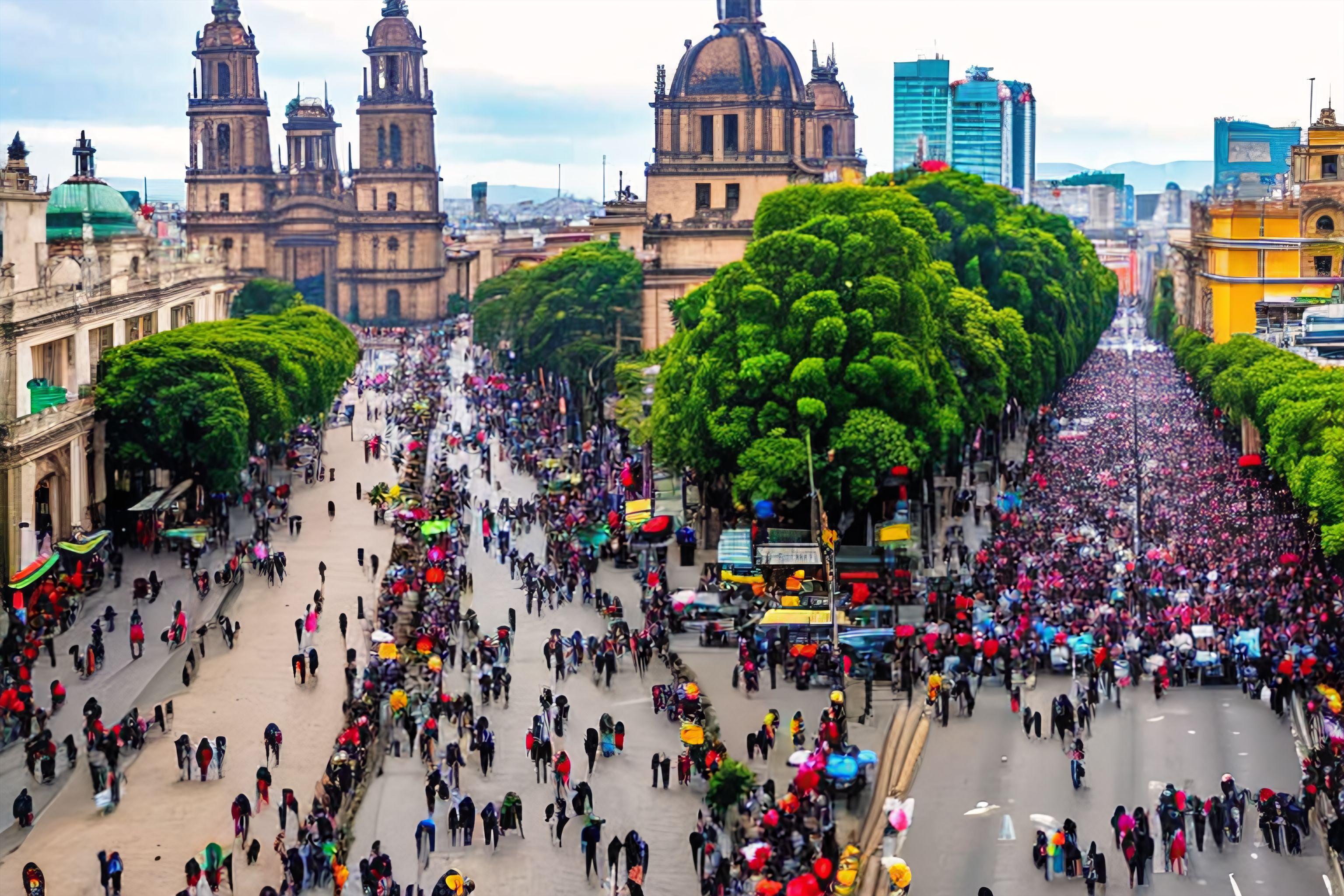 A bustling street in Mexico City