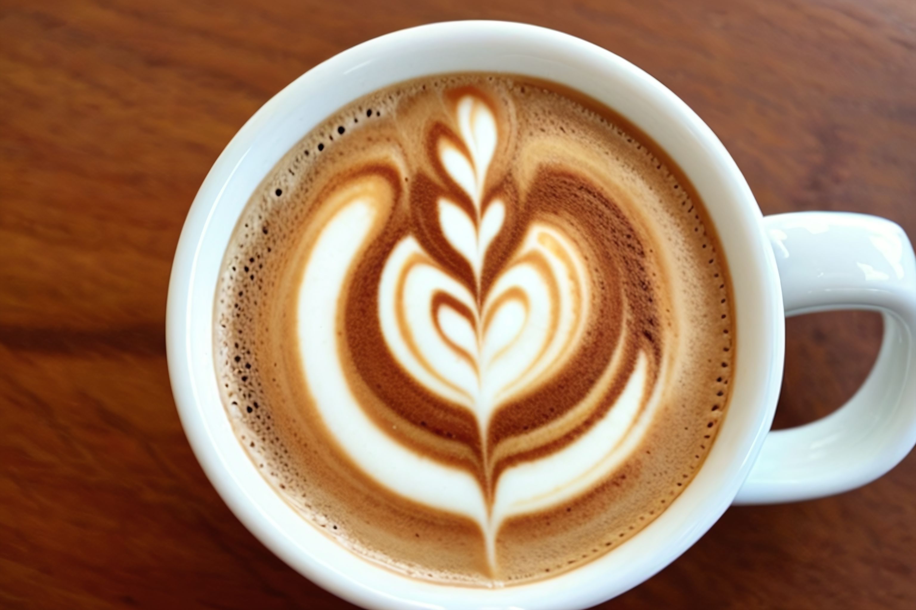 A cup of coffee with latte art on top
