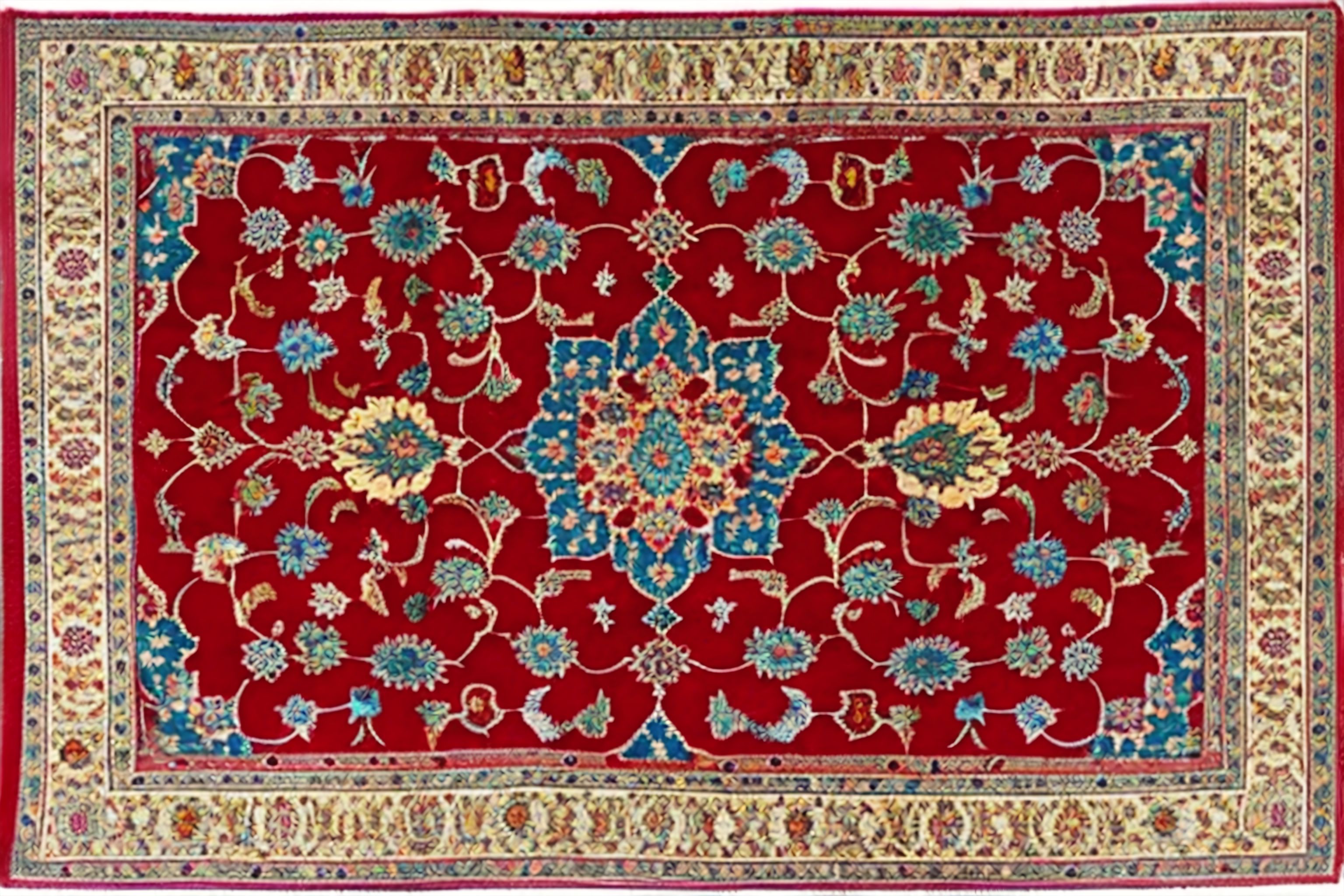 A colorful, intricate traditional Libyan carpet