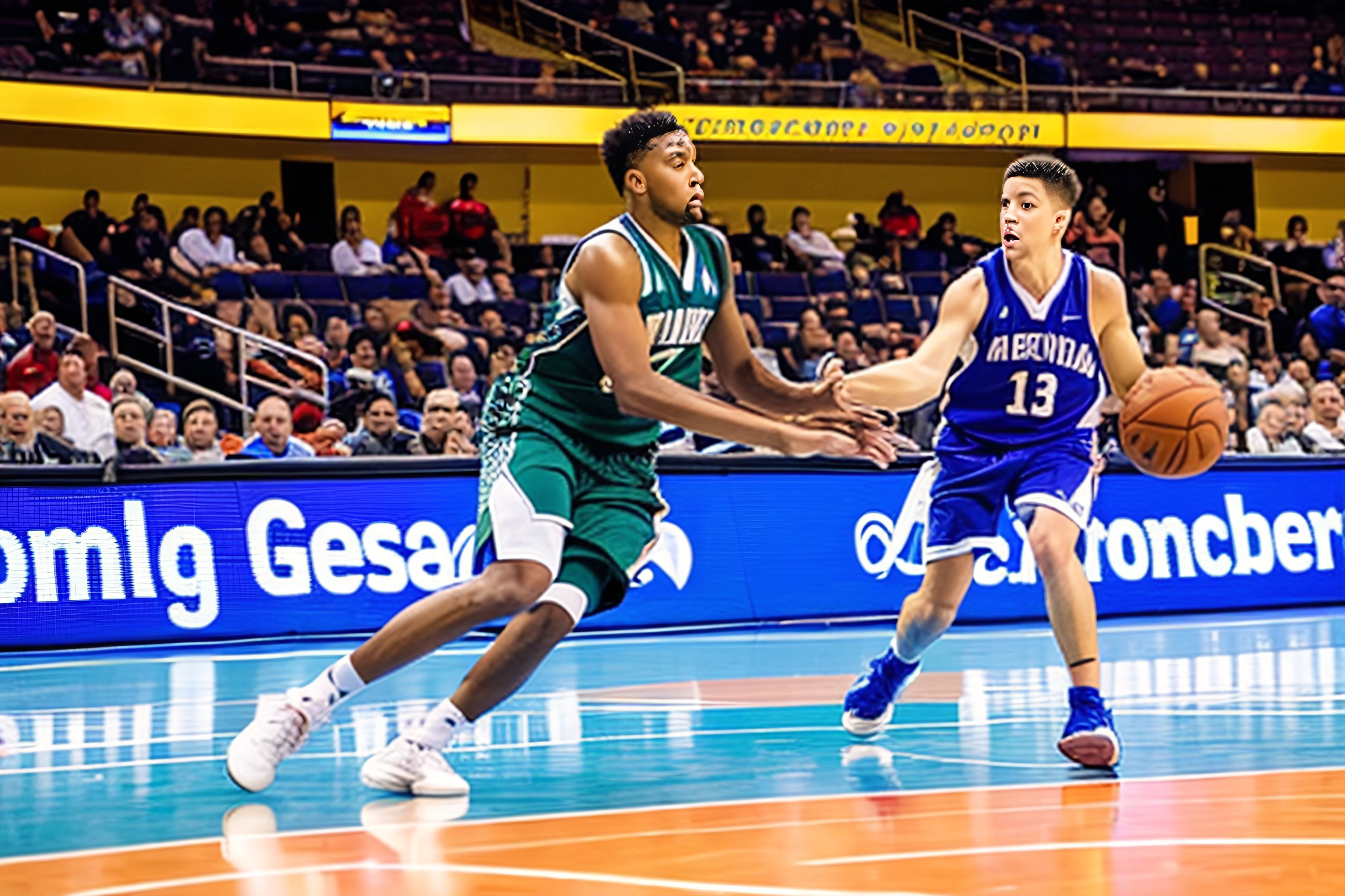 Basketball on the court
