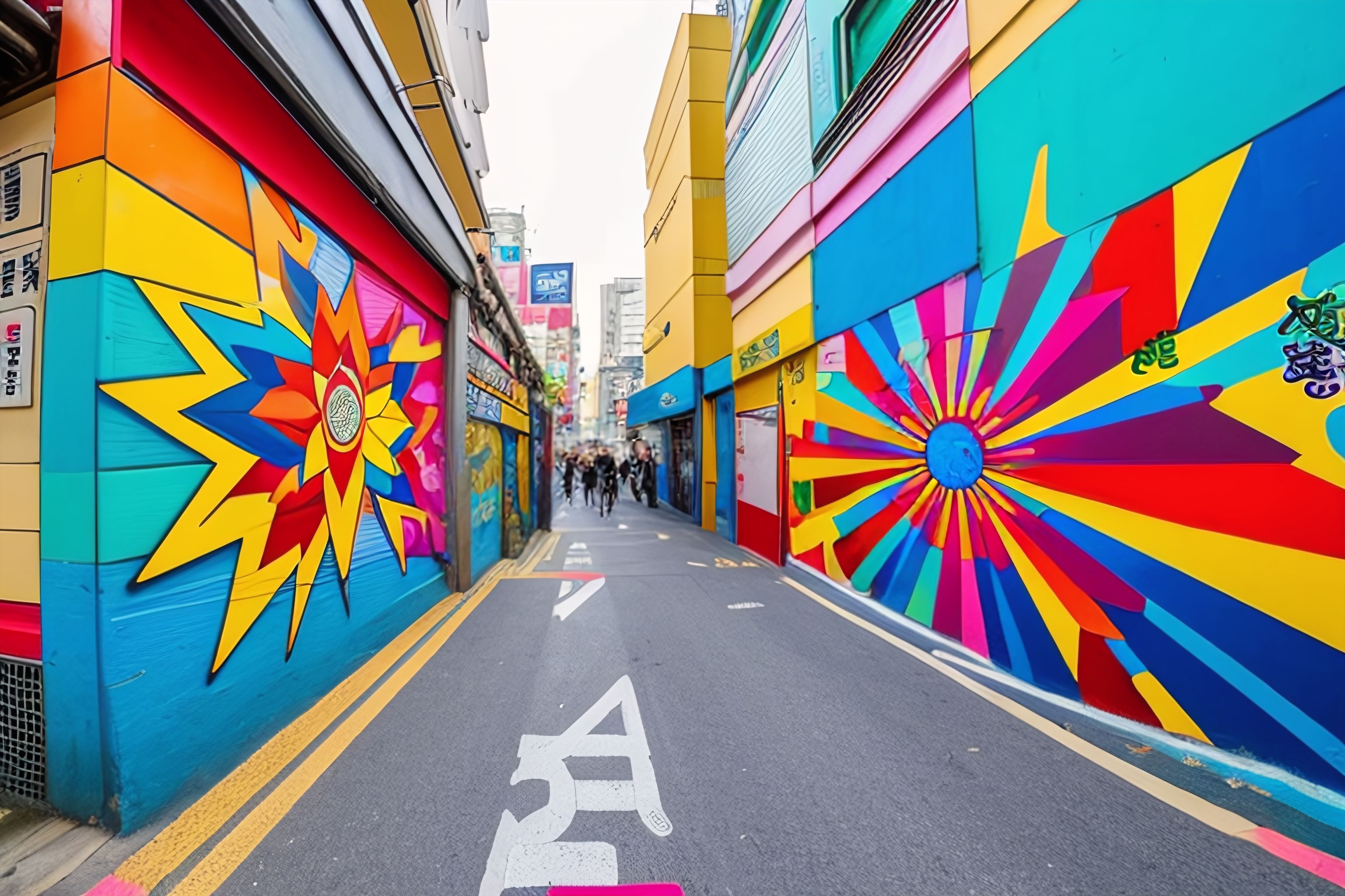 Colorful street art in Hongdae