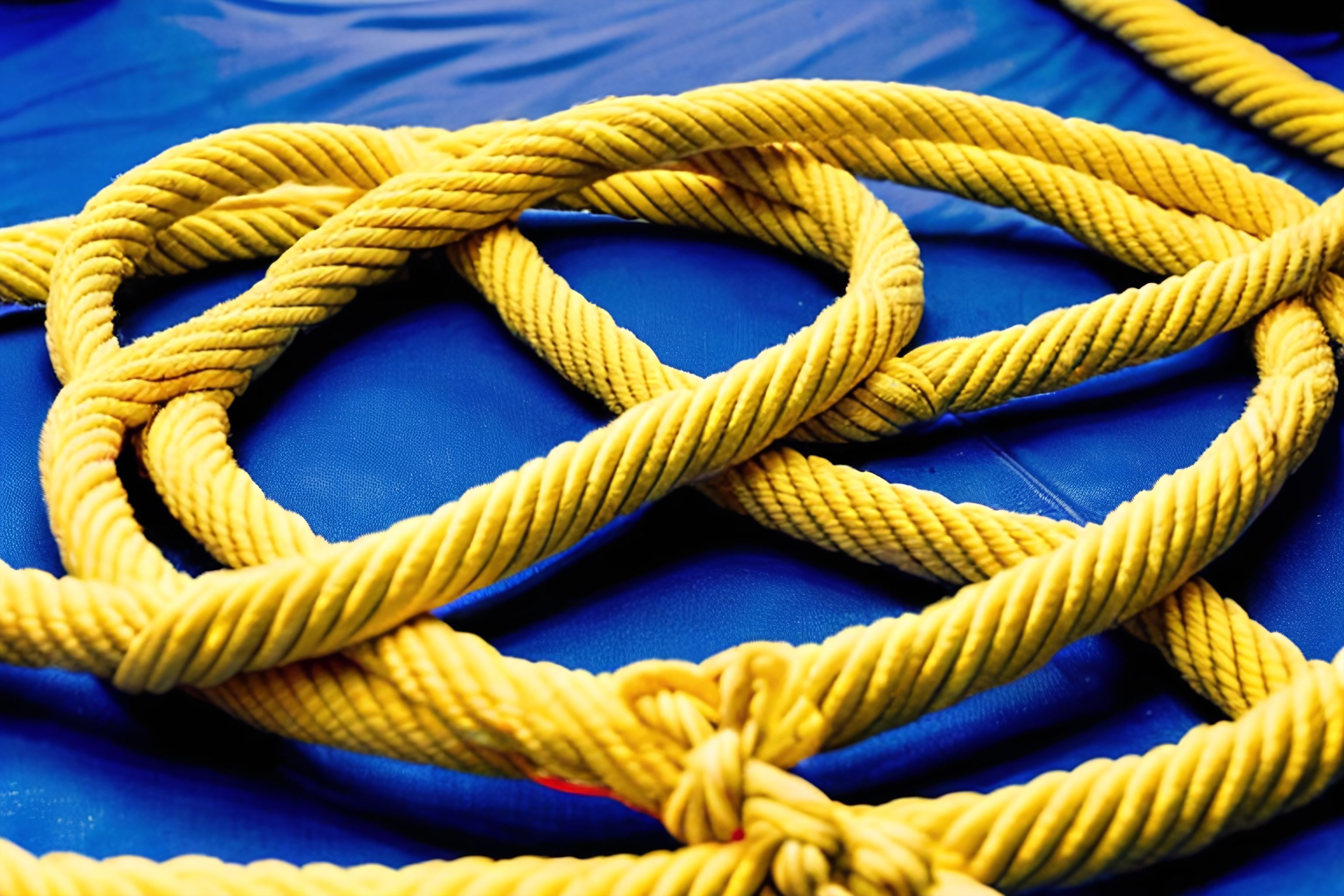 A close-up of a wrestling ring with ropes and turnbuckles.