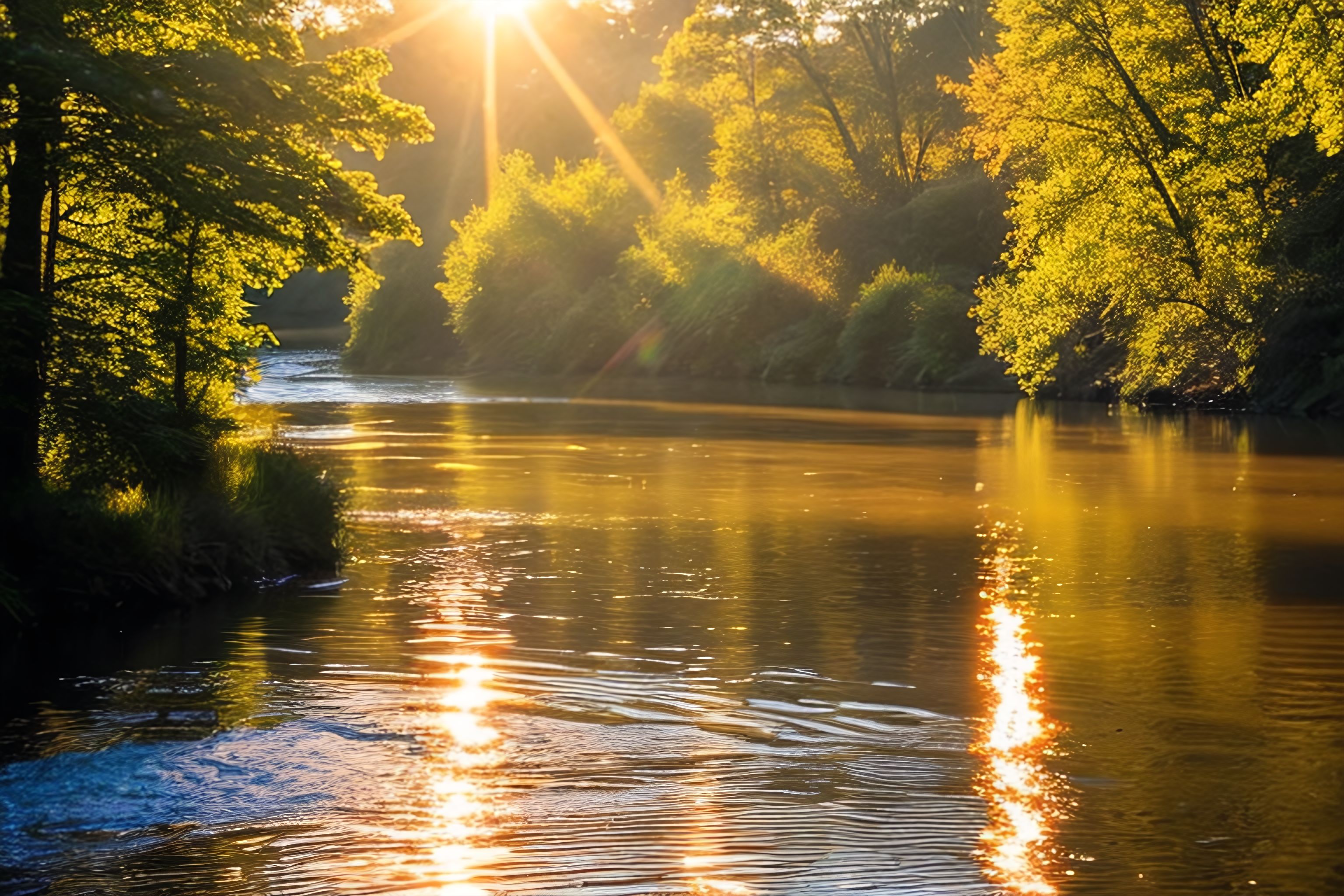 Sunlight reflecting off of a river
