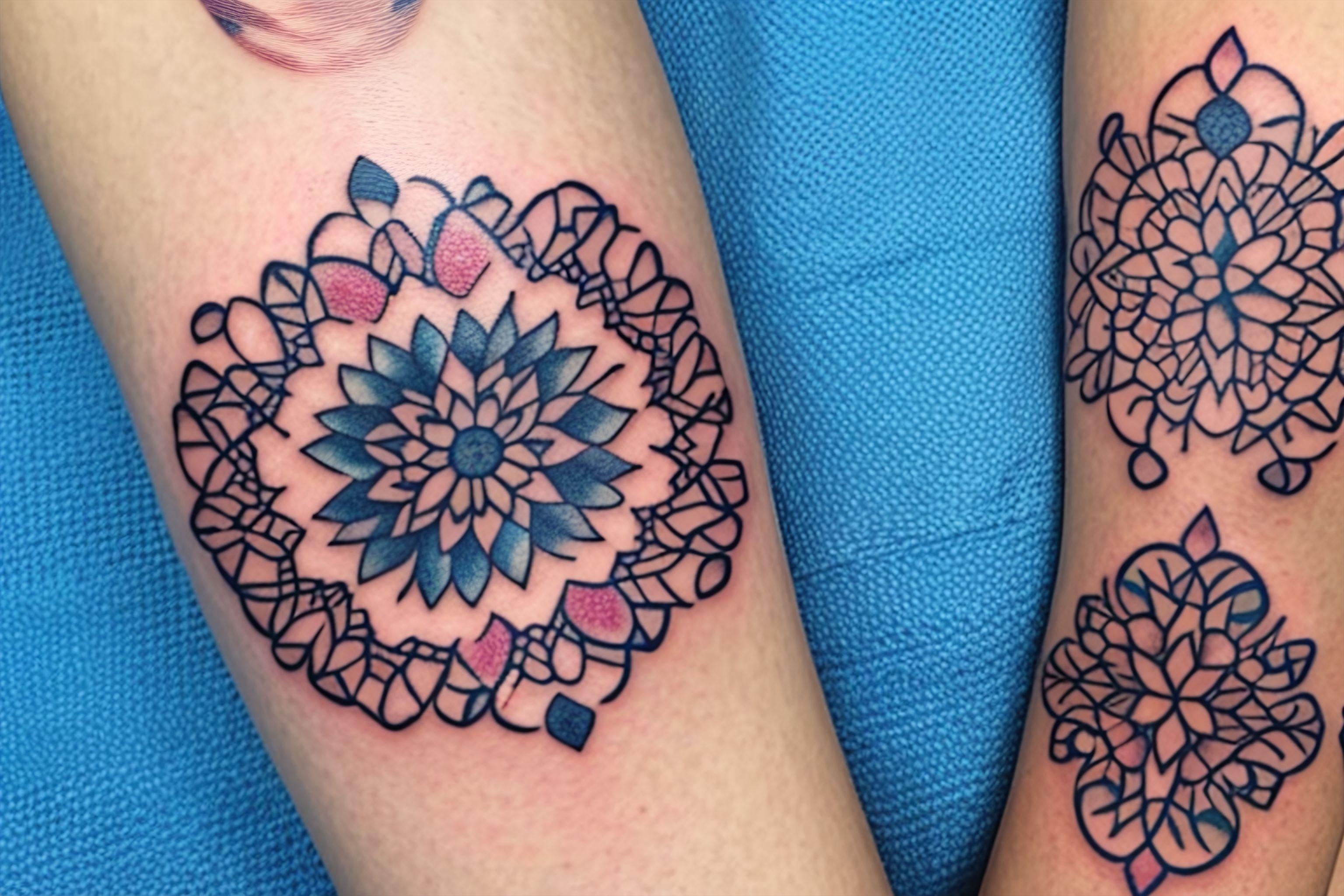 A close-up image of tattooed skin