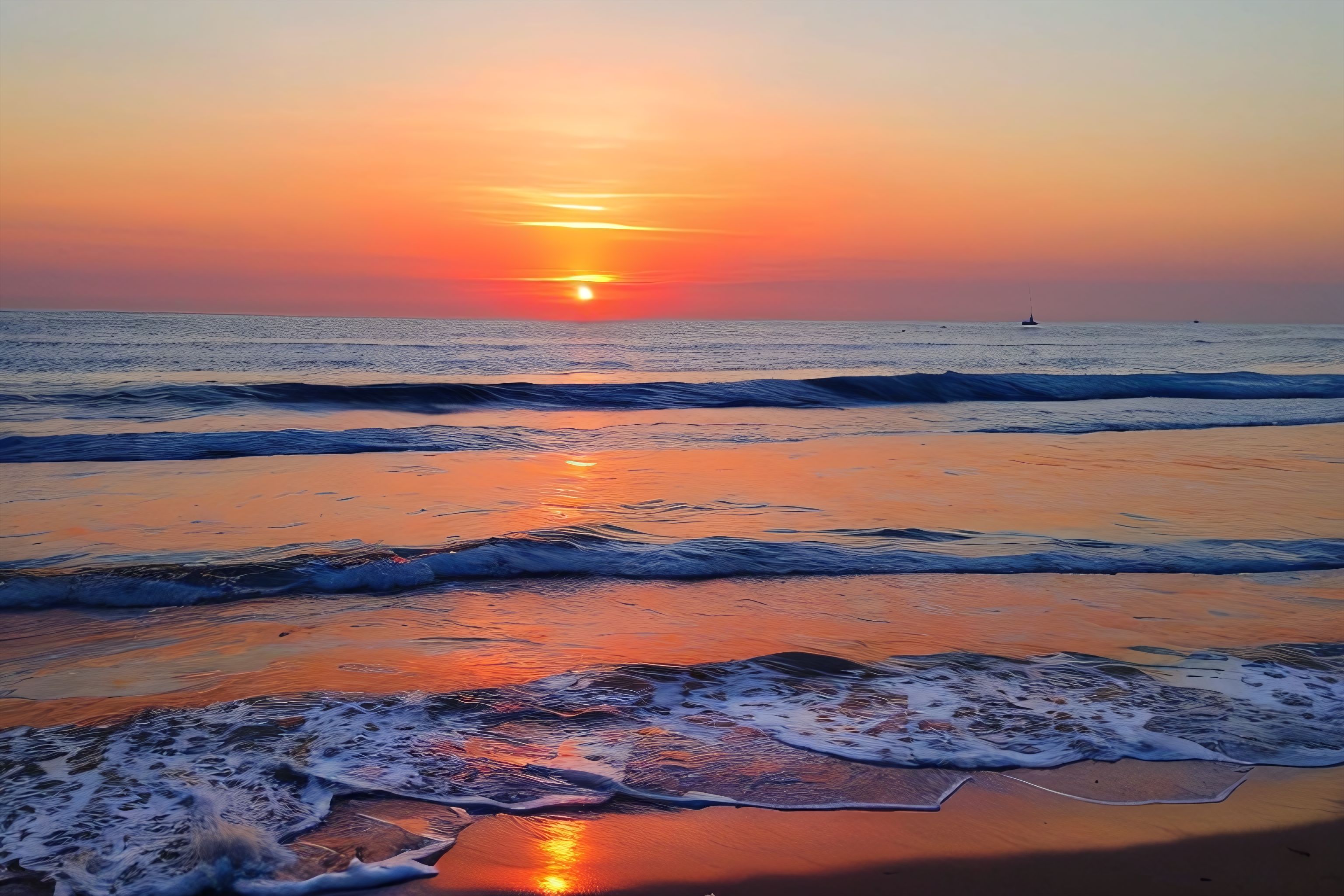 A photo of the ocean at sunset